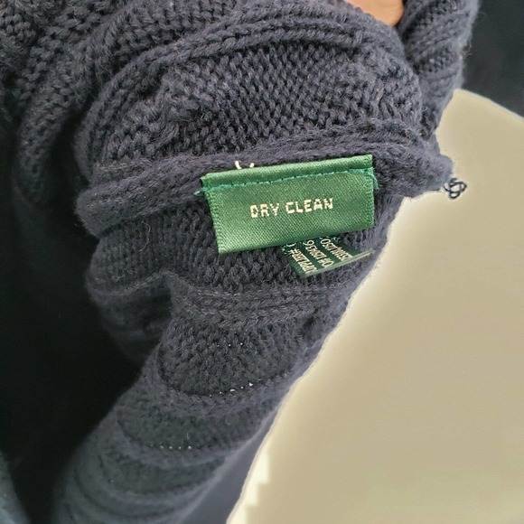 Lauren ralph lauren blue cableknit sweater dress womens size medium boatneck - Picture 5 of 16